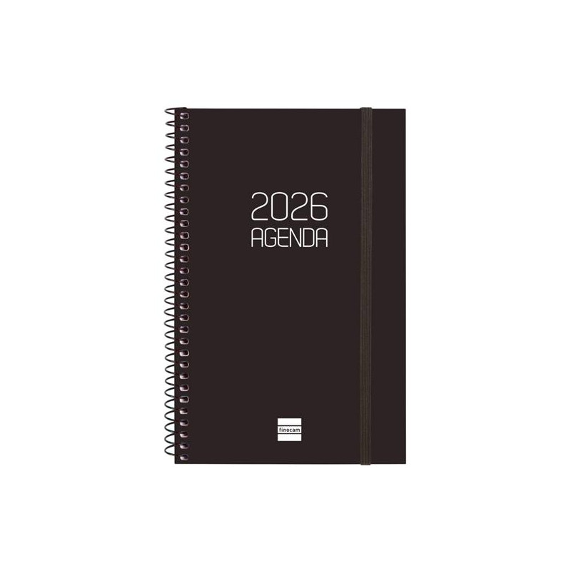 (742756026) FINOCAM AGENDA ESPIRAL OPAQUE E5-117X181MM SVH TAPA PP NEGRO 2026