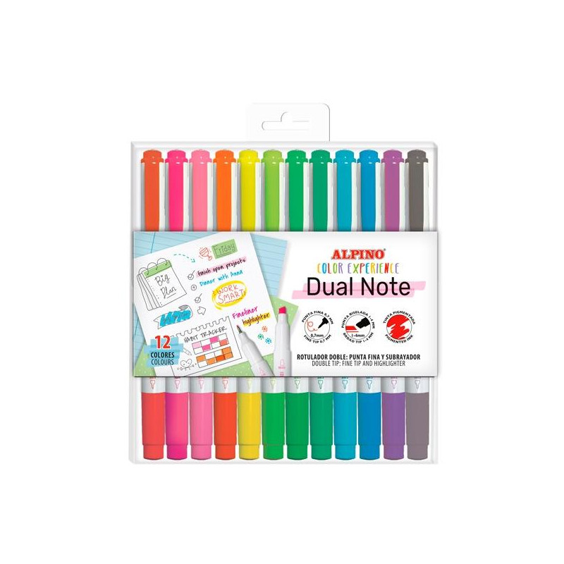(AR001142) ALPINO ROTULADORES DUAL NOTE PUNTA FINA Y PUNTA BISELADA C/SURTIDOS ESTUCHE 12 UD (AR001142) ALPINO ROTULADORES DUAL NOTE PUNTA FINA Y PUNTA BISELADA C/SURTIDOS ESTUCHE 12 UD