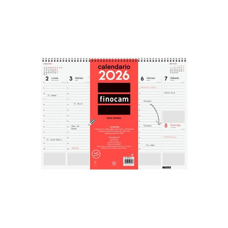 (780260026) FINOCAM VADE CALENDARIO ESPIRAL 420X310MM SVV NEUTRO 2026 (780260026) FINOCAM VADE CALENDARIO ESPIRAL 420X310MM SVV NEUTRO 2026