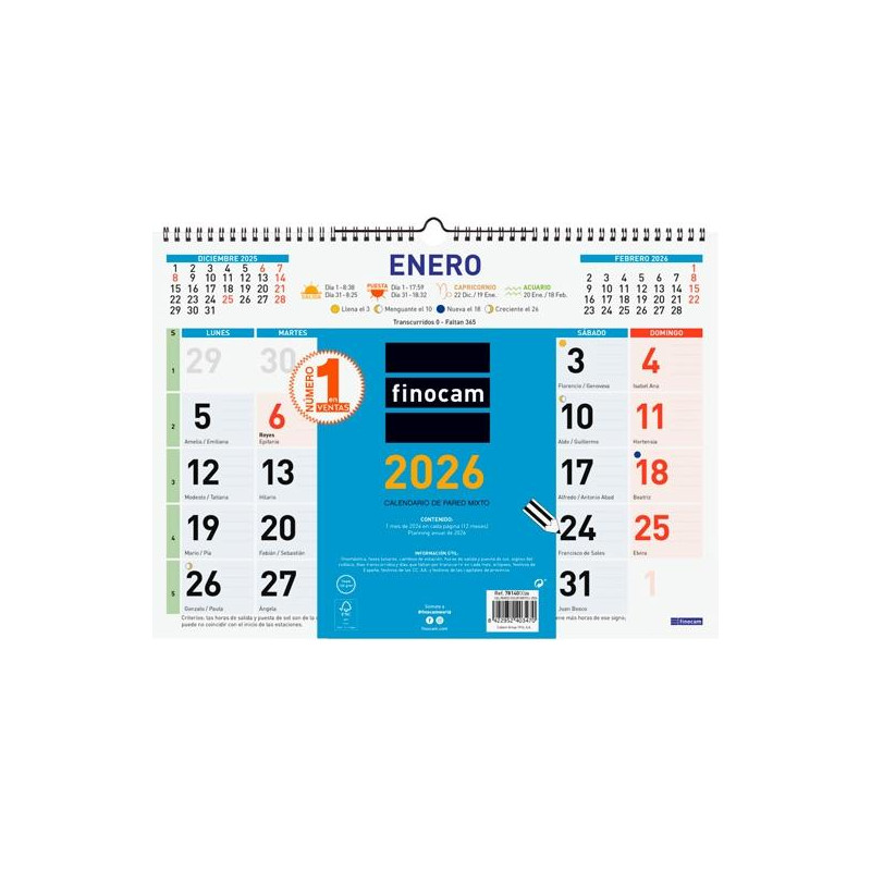 (781400026) FINOCAM CALENDARIO DE PARED MIXTO L-430X310MM MV COLOR 2026 (781400026) FINOCAM CALENDARIO DE PARED MIXTO L-430X310MM MV COLOR 2026