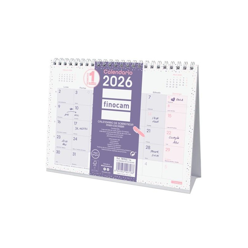 (787022726) FINOCAM CALENDARIO DE SOBREMESA PARA ESCRIBIR S-210X150MM MV CHIC MORADO 2026 (787022726) FINOCAM CALENDARIO DE SOBREMESA PARA ESCRIBIR S-210X150MM MV CHIC MORADO 2026