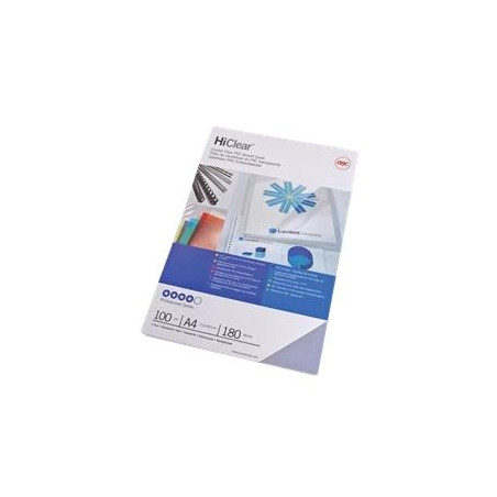 (CE011880E) GBC TAPAS ENCUADERNACIÓN HICLEAR A4 PVC 180 MICRAS CRISTAL TRANSPARENTE PACK 100 UD