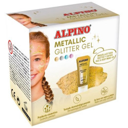 (DL000612) ALPINO GEL CON PURPURINA METALLIC GLITTER CAJA 6U ORO