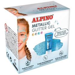 (DL000613) ALPINO GEL CON PURPURINA METALLIC GLITTER CAJA 6U AZUL