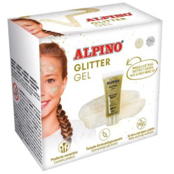 (DL000616) ALPINO GEL TRANSPARENTE CON PURPURINA GLITTER CAJA 6U ORO