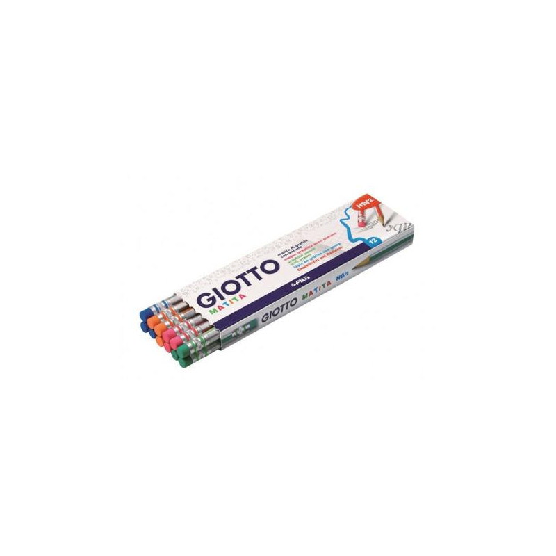(F233200) GIOTTO LAPIZ MADERA CON GOMA HEXAGONAL GRAFITO NEGRO HB/2 -12U- (F233200) GIOTTO LAPIZ MADERA CON GOMA HEXAGONAL GRAFITO NEGRO HB/2 -12U-