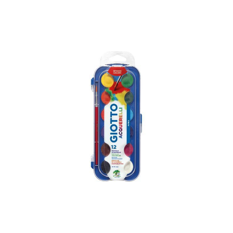 (F351200) GIOTTO ACUARELAS EN PASTILLAS 30MM CON PINCEL COLORES SURTIDOS ESTUCHE 12 UD (F351200) GIOTTO ACUARELAS EN PASTILLAS 30MM CON PINCEL COLORES SURTIDOS ESTUCHE 12 UD