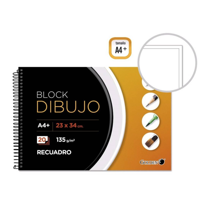 (321537) GOLDEN BLOCK DIBUJO ESPIRAL 20 HOJAS 135 GR. CON RECUADRO 34 X 23 CM -5U- (321537) GOLDEN BLOCK DIBUJO ESPIRAL 20 HOJAS 135 GR. CON RECUADRO 34 X 23 CM -5U-