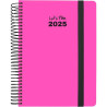 (70306854) GRAFOPLAS AGENDA ANUAL SERIE NEÓN ESPIRAL 15X21CM D/P CIERRE C/GOMA FUCSIA 2025