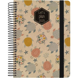 (70306901) GRAFOPLAS AGENDA ANUAL NATURE DESIGN ESPIRAL 15X21CM D/P CIERRE C/GOMA TORTUGAS 2025