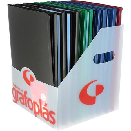 (00012000) GRAFOPLÁS CARPETA CON FUNDAS POLIPLÁS SOLDADAS FOLIO PP SEMIRÍGIDO OPACO C/SURTIDOS EXPOSITOR 20 UD