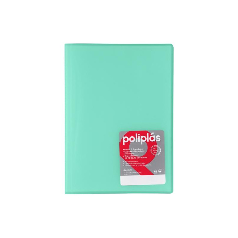 (01431226) GRAFOPLÁS CARPETA POLIPLÁS DE POLIPROPILENO TRANSLÚCIDO CON 10 FUNDAS SOLDADAS FOLIO MINT (01431226) GRAFOPLÁS CARPETA POLIPLÁS DE POLIPROPILENO TRANSLÚCIDO CON 10 FUNDAS SOLDADAS FOLIO MINT