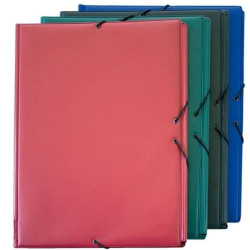 (1200050) GRAFOPLÁS CARPETA CON GOMAS 3 SOLAPAS 1/4 FORRADAS PVC GRANATE