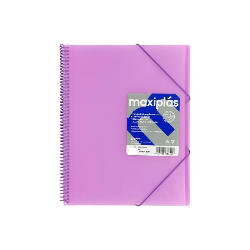 (39834095) GRAFOPLÁS CARPETA CON FUNDAS MAXIPLÁS ESPIRAL A4 40 FUNDAS C/SOBRE PP RÍGIDO TRANSLÚCIDO LAVANDA SOFT (39834095) GRAFOPLÁS CARPETA CON FUNDAS MAXIPLÁS ESPIRAL A4 40 FUNDAS C/SOBRE PP RÍGIDO TRANSLÚCIDO LAVANDA SOFT