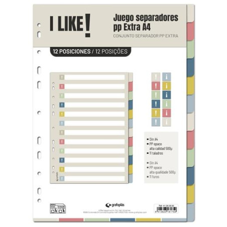 (41262800) GRAFOPLÁS SEPARADORES 12 POSICIONES A4 11 TALADROS PP I LIKE 3