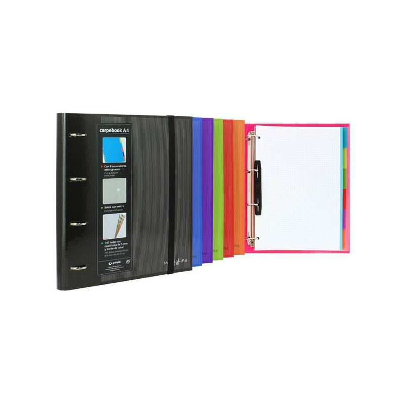 (88102051) GRAFOPLÁS CARPEBOOK FORRADO 4 SEPARADORES A4 MULTILINE CON RECAMBIO ROJO (88102051) GRAFOPLÁS CARPEBOOK FORRADO 4 SEPARADORES A4 MULTILINE CON RECAMBIO ROJO