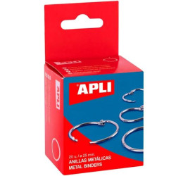 (00452) APLI ANILLAS METÁLICAS ARTICULADAS Ø25MM CAJA 20 UD NIQUELADAS