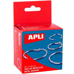 (00453) APLI ANILLAS METÁLICAS ARTICULADAS Ø32MM CAJA 20 UD NIQUELADAS
