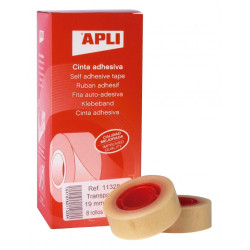 (11328) APLI CINTA ADHESIVA TRANSPARENTE ROLLO 19MM X 33M CAJA 8 UD