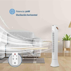 (TF-DSG GR) GRUNKEL VENTILADOR DE TORRE 50W 3 VELOCIDADES C/TEMPORIZADOR Y MANDO A DISTANCIA BLANCO