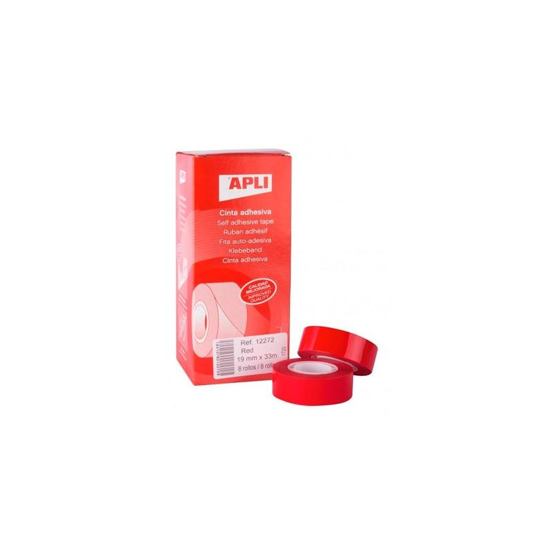 (12272) APLI CINTA ADHESIVA SILENCIOSA ROLLO 19MM X 33M PP CAJA 8 UD ROJO (12272) APLI CINTA ADHESIVA SILENCIOSA ROLLO 19MM X 33M PP CAJA 8 UD ROJO