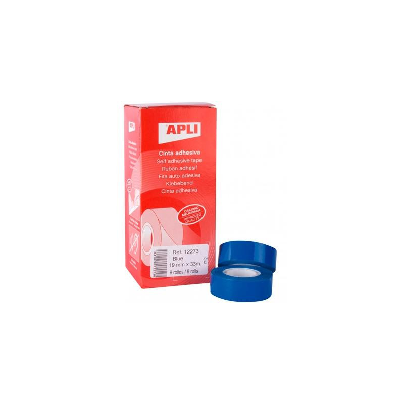 (12273) APLI CINTA ADHESIVA SILENCIOSA ROLLO 19MM X 33M PP CAJA 8 UD AZUL (12273) APLI CINTA ADHESIVA SILENCIOSA ROLLO 19MM X 33M PP CAJA 8 UD AZUL
