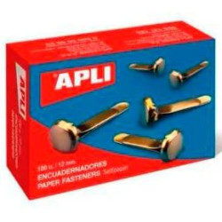 (12283) APLI ENCUADERNADORES METÁLICOS SIN ARANDELA DORADOS 12MM - 100UD-