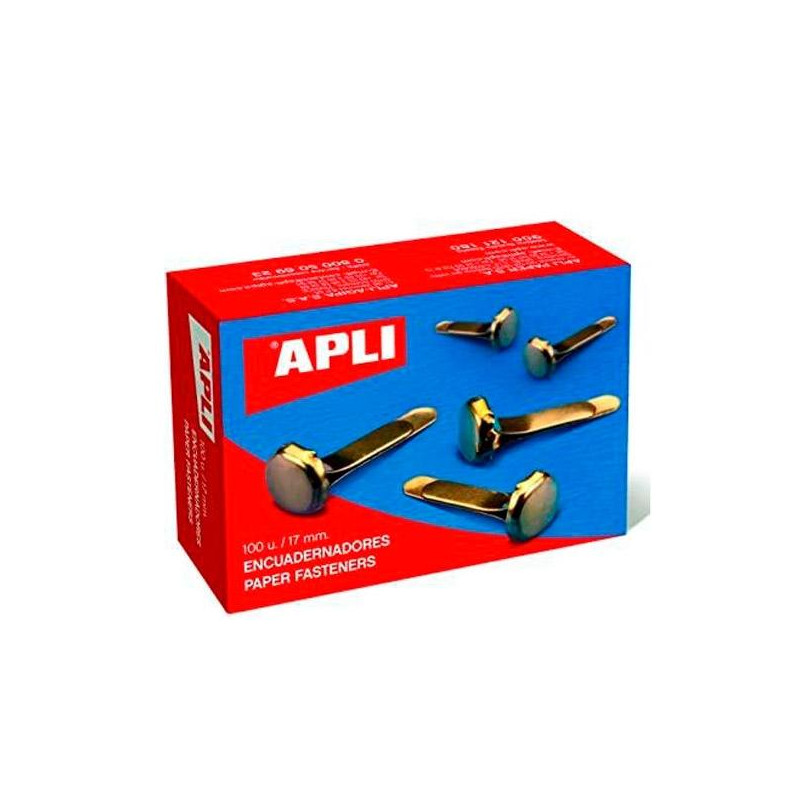 (12284) APLI ENCUADERNADORES METÁLICOS SIN ARANDELA DORADOS 17MM - 100UD-