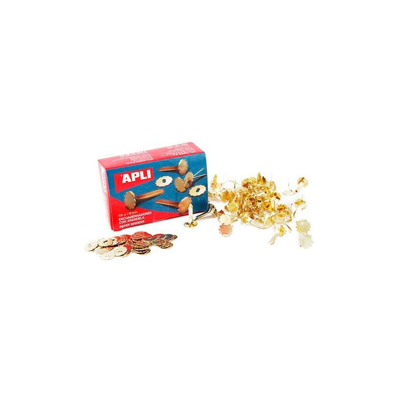 (12285) APLI ENCUADERNADORES METÁLICOS CON ARANDELA DORADOS 18MM - 100UD- (12285) APLI ENCUADERNADORES METÁLICOS CON ARANDELA DORADOS 18MM - 100UD-
