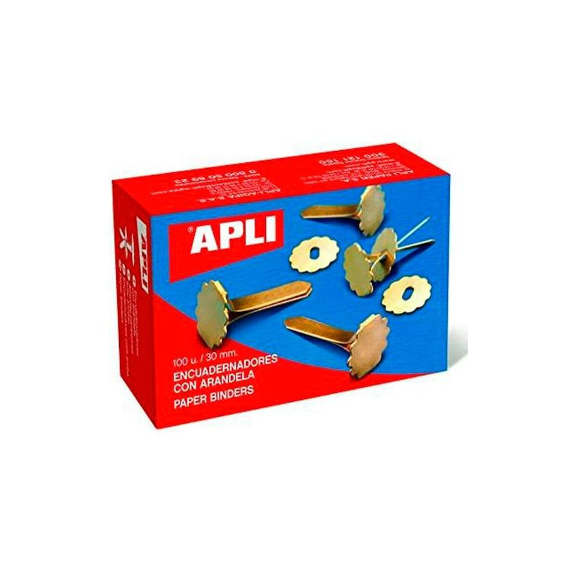 (12286) APLI ENCUADERNADORES METÁLICOS CON ARANDELA DORADOS 30MM - 100UD- (12286) APLI ENCUADERNADORES METÁLICOS CON ARANDELA DORADOS 30MM - 100UD-