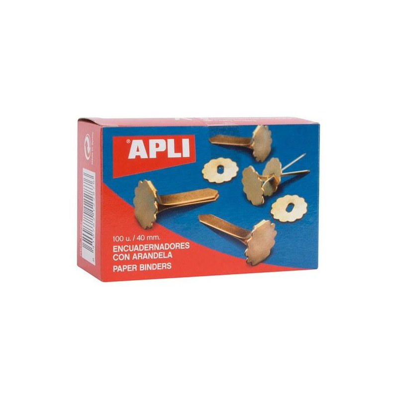 (12287) APLI ENCUADERNADORES METÁLICOS CON ARANDELA DORADOS 40MM - 100UD- (12287) APLI ENCUADERNADORES METÁLICOS CON ARANDELA DORADOS 40MM - 100UD-