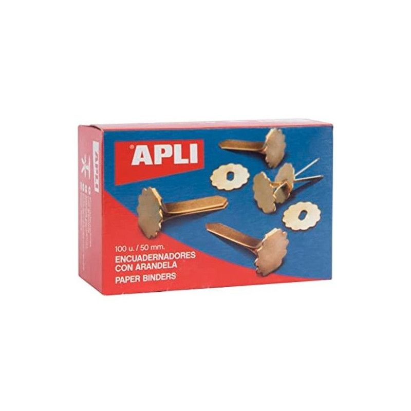(12288) APLI ENCUADERNADORES METÁLICOS CON ARANDELA DORADOS 50MM - 100UD- (12288) APLI ENCUADERNADORES METÁLICOS CON ARANDELA DORADOS 50MM - 100UD-