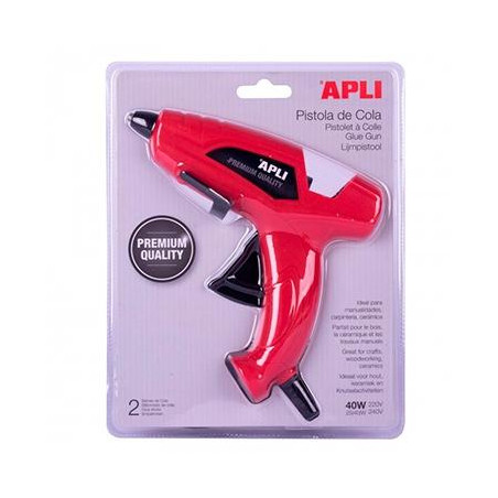 (13942) APLI PISTOLA DE SILICONA CALIENTE NEGRO 40W + 2 BARRAS
