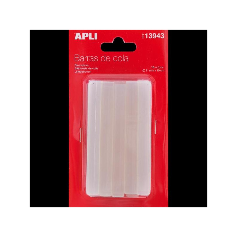 (13943) APLI BARRAS DE COLA PARA PISTOLA DE TERMOFUSIBLE TRANSPARENTES Ø11MM X 10CM -10U- (13943) APLI BARRAS DE COLA PARA PISTOLA DE TERMOFUSIBLE TRANSPARENTES Ø11MM X 10CM -10U-