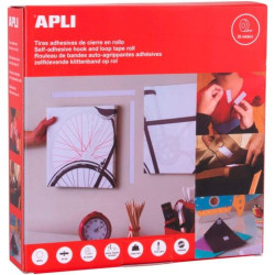 (14903) APLI CINTA GANCHO BUCLE ADHESIVA CIERRE TIPO VELCRO ROLLO 20MM X 25M BLANCO