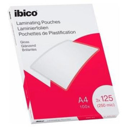 (627318) IBICO FUNDAS DE PLASTIFICAR 2X125 MICRAS A4 BRILLO PACK 100 UD