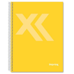 (IMP0110) IMPREX CUADERNO ESPIRAL TAPA FORRADA FOLIO 80H 90GR 4X4 AMARILLO