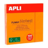 (11900) APLI BLOC NOTAS ADHESIVAS FUNNY REPOSICIONABLES 100H 75X75 NARANJA FLUORESCENTE PACK 12 UD