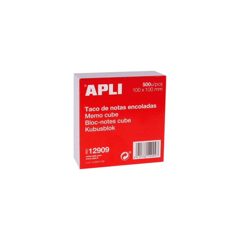 (12909) APLI TACO DE NOTAS ENCOLADAS 500H 100X100MM BLANCO (12909) APLI TACO DE NOTAS ENCOLADAS 500H 100X100MM BLANCO