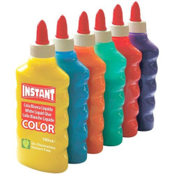 (14391) INSTANT COLA BLANCA DE COLOR PARA DECORACIÓN BOTELLA 180ML C/SURTIDOS
