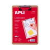 (18213) APLI CARPETA CON PINZA ALAMBRE SUPERIOR A5 BASE DE MADERA