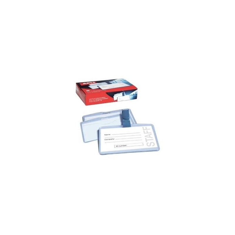 (11740) APLI TARJETA DE IDENTIFICACIÓN HORIZONTAL PLASTICO 90X56 MM CON PINZA -25U-
