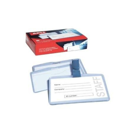 (11740) APLI TARJETA DE IDENTIFICACIÓN HORIZONTAL PLASTICO 90X56 MM CON PINZA -25U-