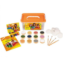 (171BS) JOVI MAQUILLAJE BAÚL ESCOLAR 12 BOTES 8ML SURTIDOS + ART.176 + LÁPIZ COSMÉTICO + 8 ESPONJAS + 3 PINCELES + GUIA