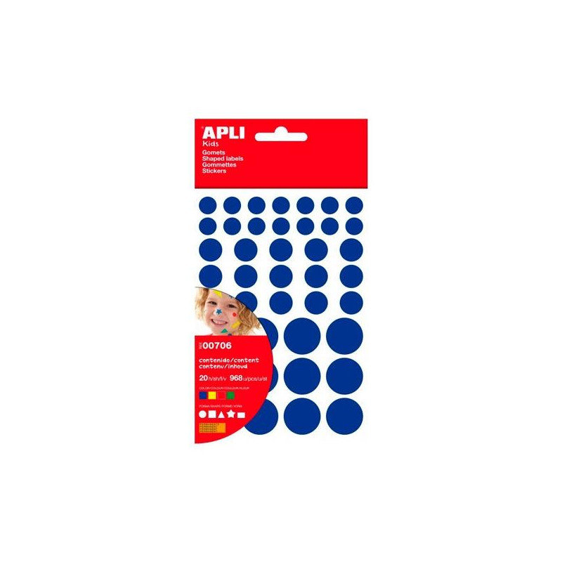 (00706) APLI GOMETS GEOMÉTRICOS PERMANENTES COLORES SURTIDOS -BLISTER DE 20H-