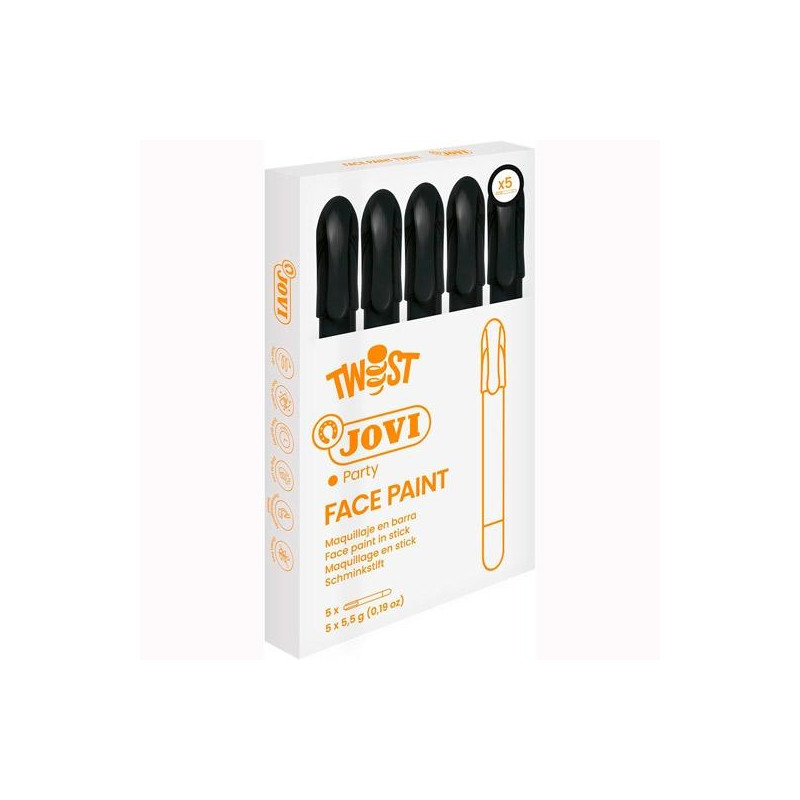 (19115) JOVI MAQUILLAJE EN STICK TWIST FACE PAINT NEGRO ESTUCHE 5 UD