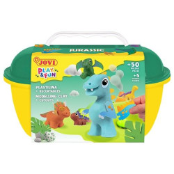 (2201) JOVI PLASTILINA + ACCESORIOS PLAY&FUN COFRE JURASIC