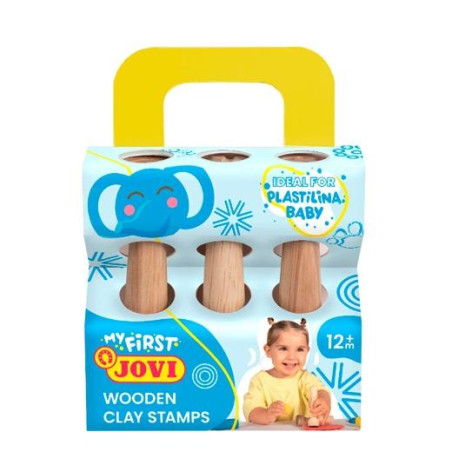 (379/3WS) JOVI MALETÍN DE MODELAJE MY FIRST PLASTILINA BABY CON 3 SELLOS DE MADERA DIFERENTES TEXTURAS +12M