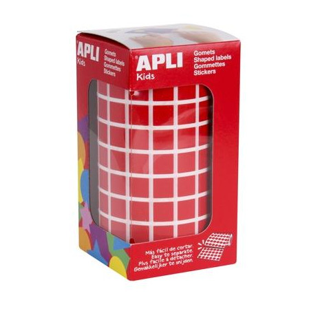 (04873) APLI GOMETS CUADRADOS 10MM ROLLO ROJO -ROLLO 6372 UNIDADES-