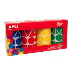 (10753) APLI GOMETS GEOMÉTRICOS CAJA 4 ROLLOS FORMAS Y COLORES SURTIDOS -5428 UNIDADES-